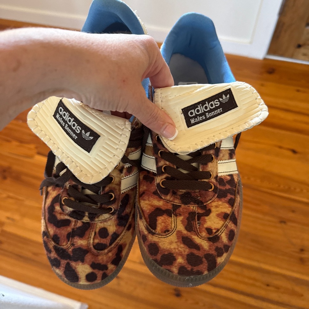 adidas wales Bonner Leopard-Print Sneakers in Brown and Blue - Picture 2 of 14